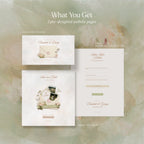 Blushing wildflower save the date website template preview: envelope reveal, save the date page, and RSVP address form