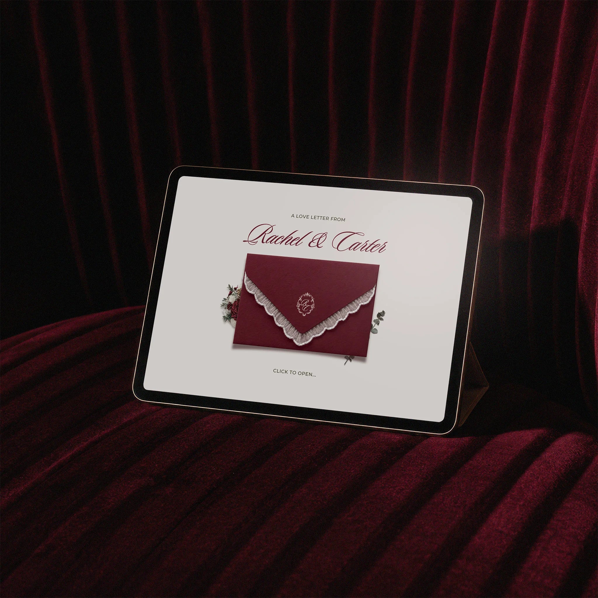 Burgundy Lace Save The Date