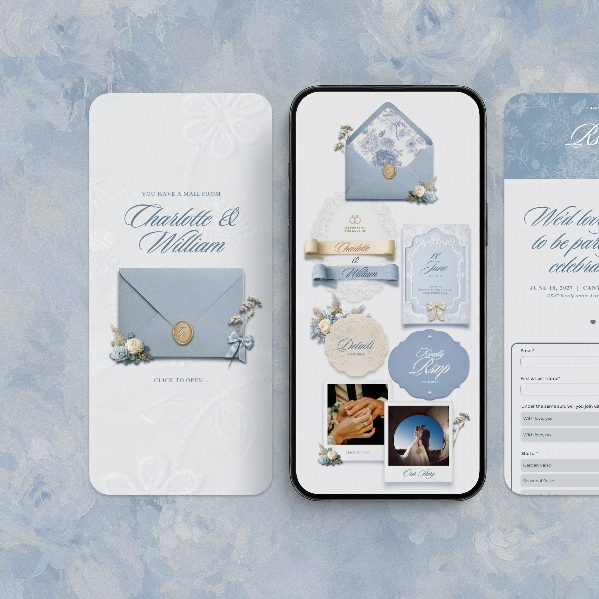 Dusty Blue Wedding Website