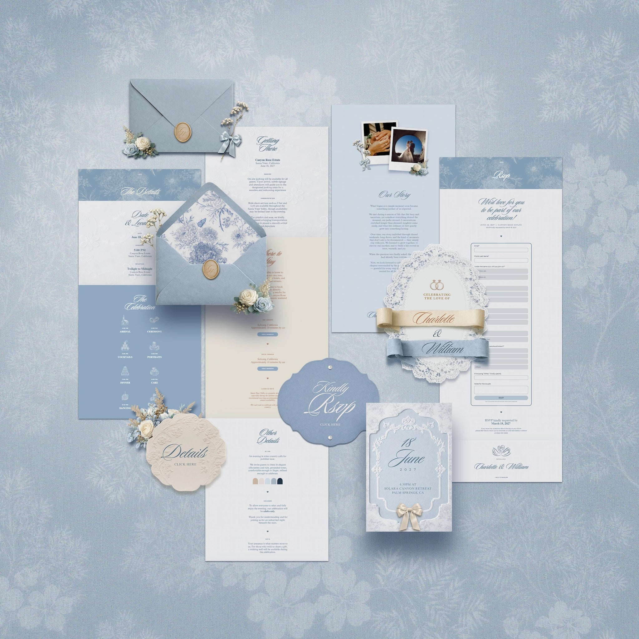 Dusty Blue Wedding Website