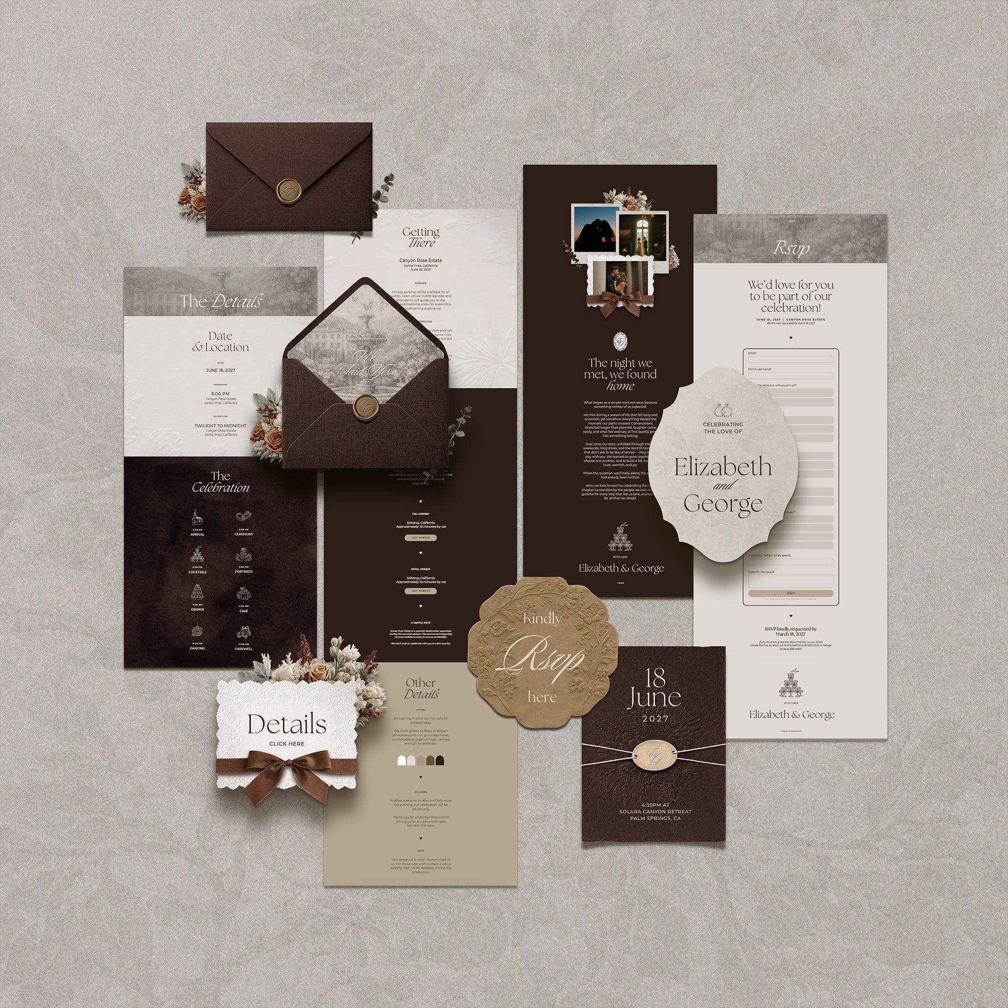 Mocha Mousse Wedding Website